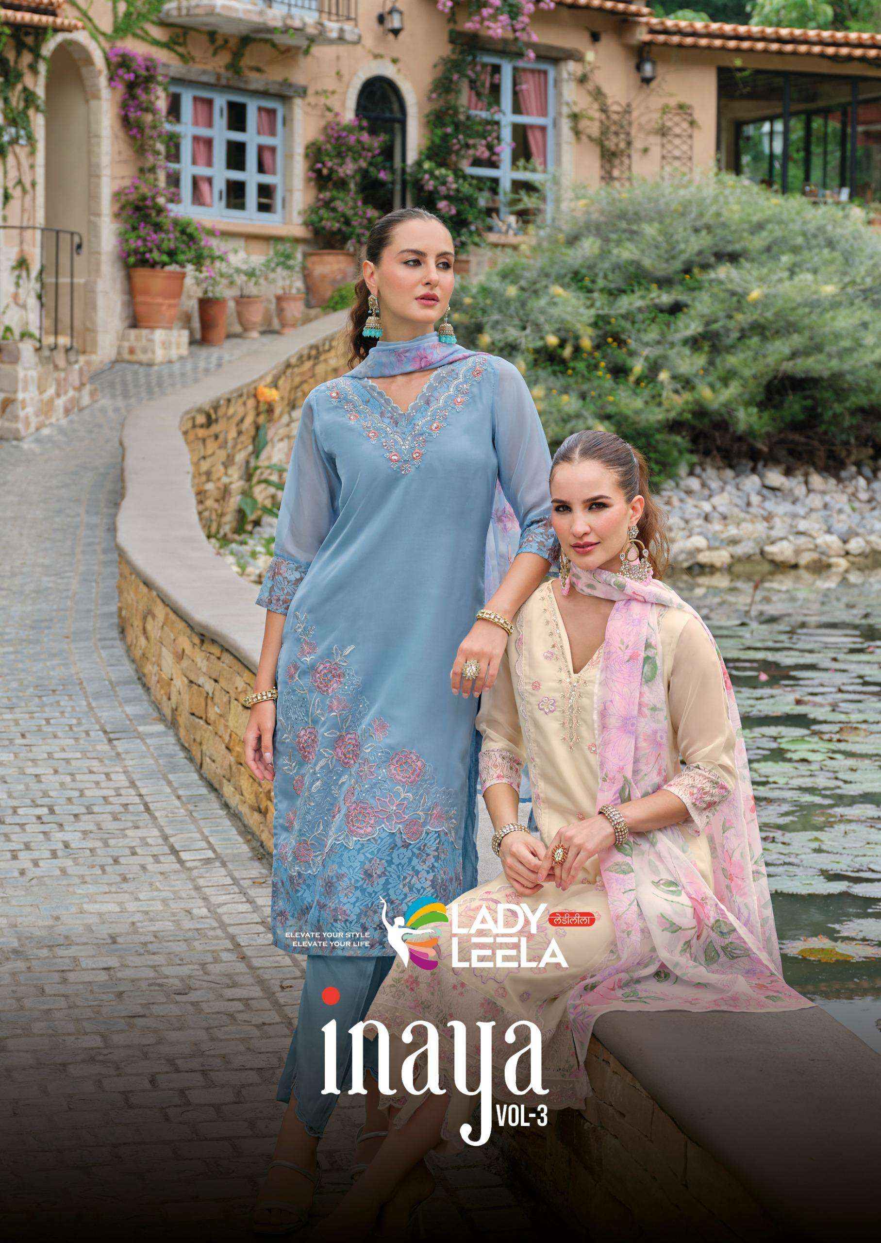 Lady Leela Inaya Vol 3 Organza Kurti Combo 4 pcs Catalogue