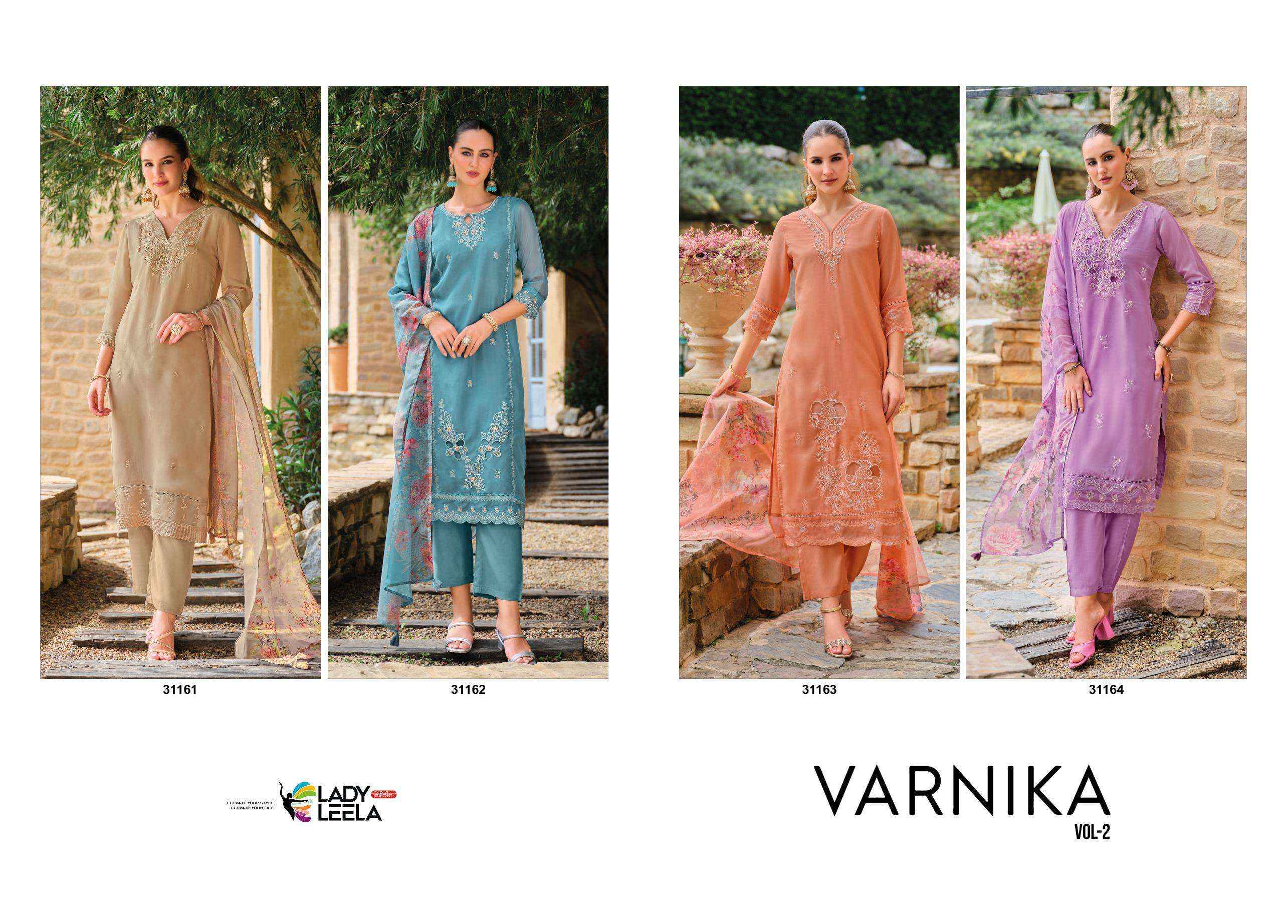 Lady Leela Varnika Vol 2 Organza Kurti Combo 4 pcs Catalogue