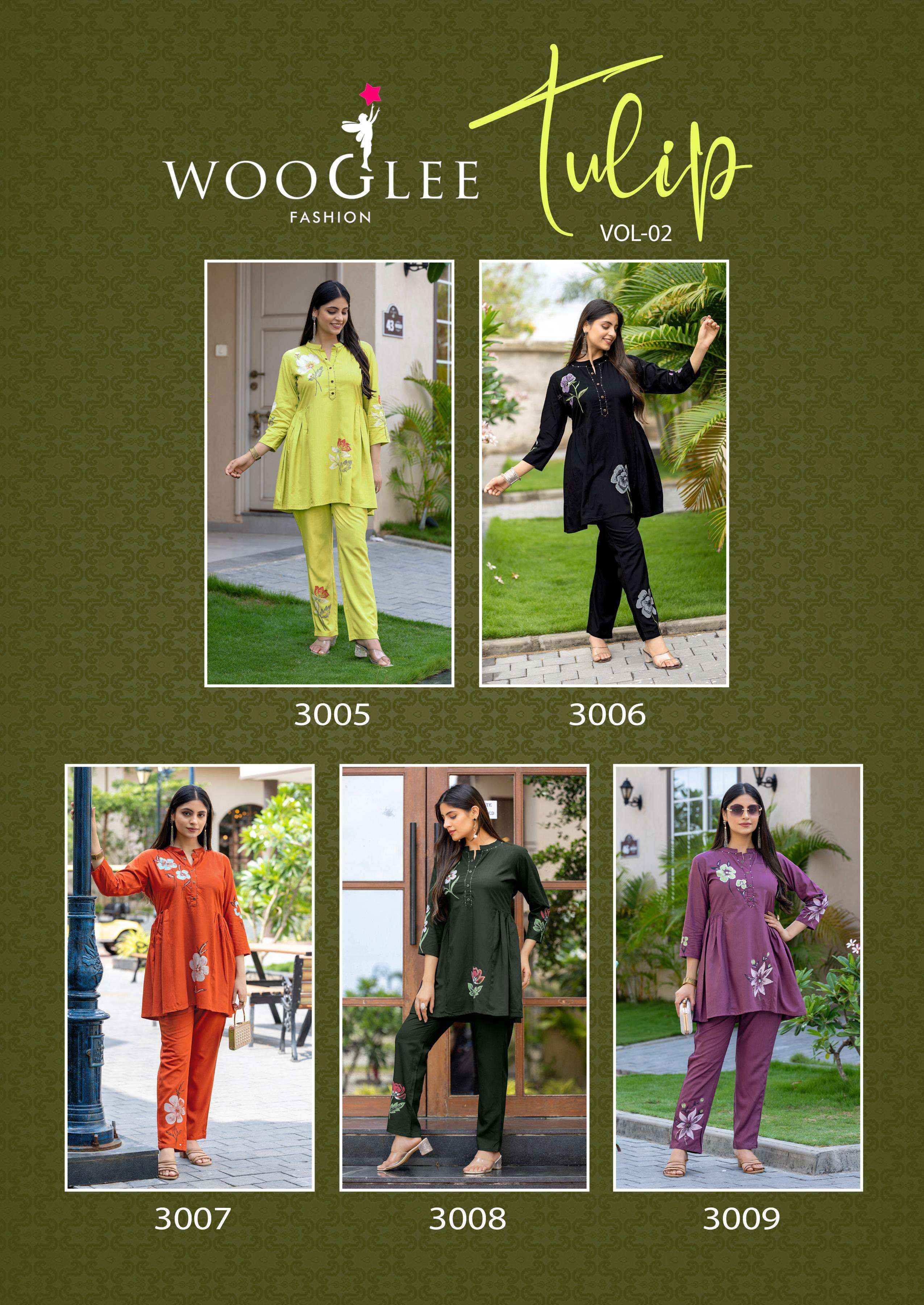 Wooglee Tulip Vol 2 Rayon Co Ord Set 5 pcs Catalogue