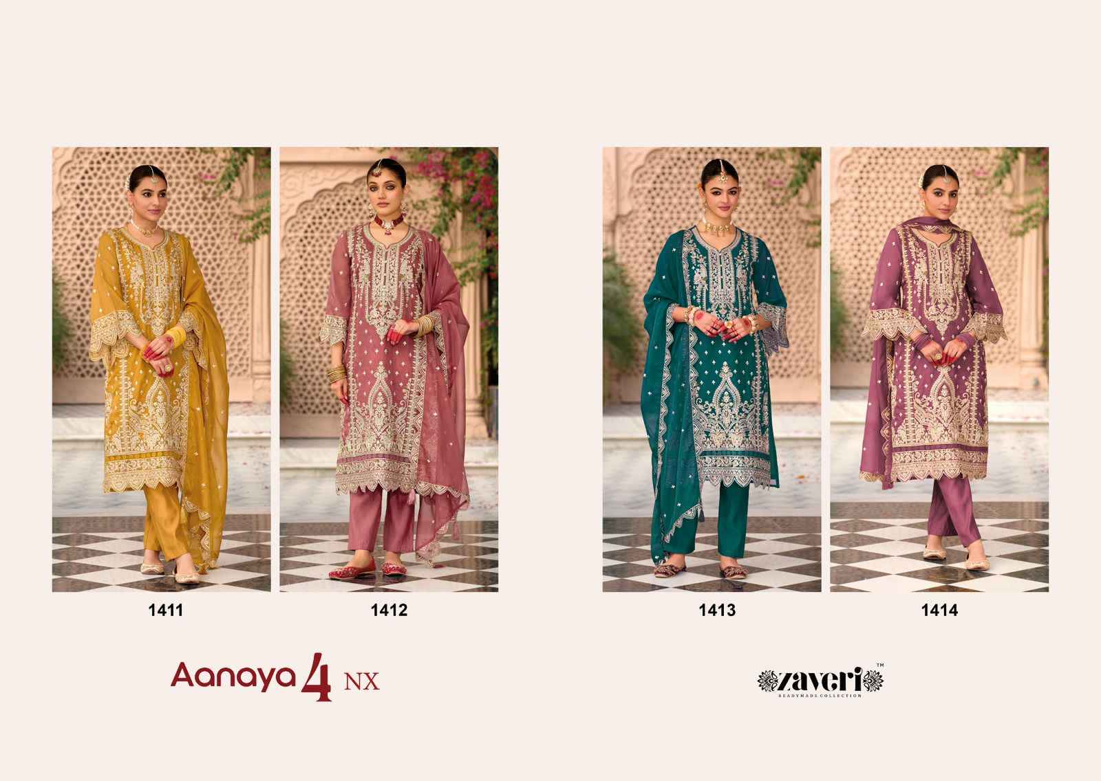 Zaveri Aanaya Vol 4 Nx Readymade Soft Organza Dress 4 pcs Catalogue