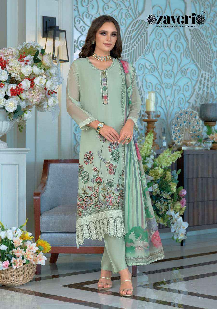 Zaveri Larisa Readymade Organza Dress 3 pcs Catalogue
