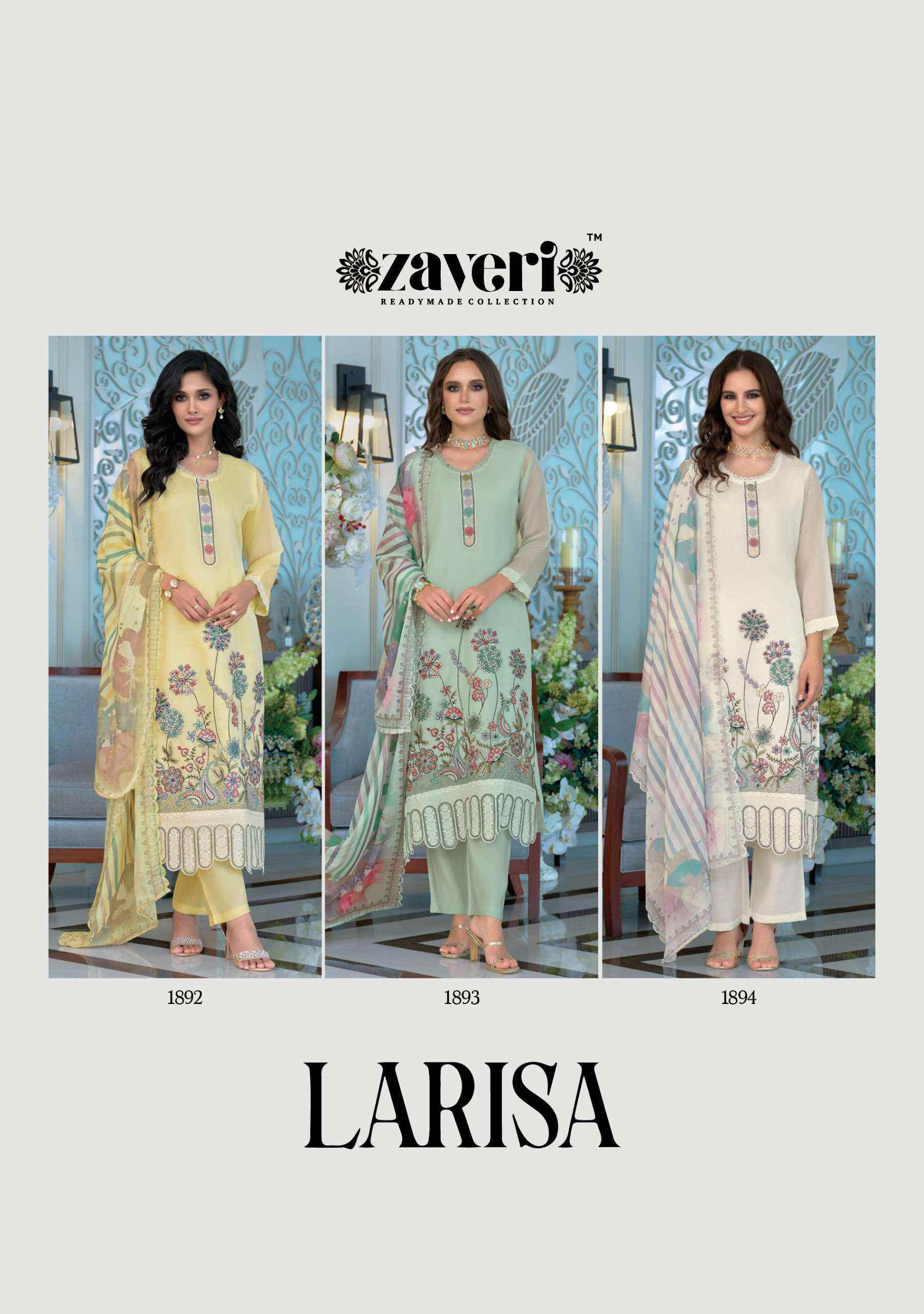 Zaveri Larisa Readymade Organza Dress 3 pcs Catalogue