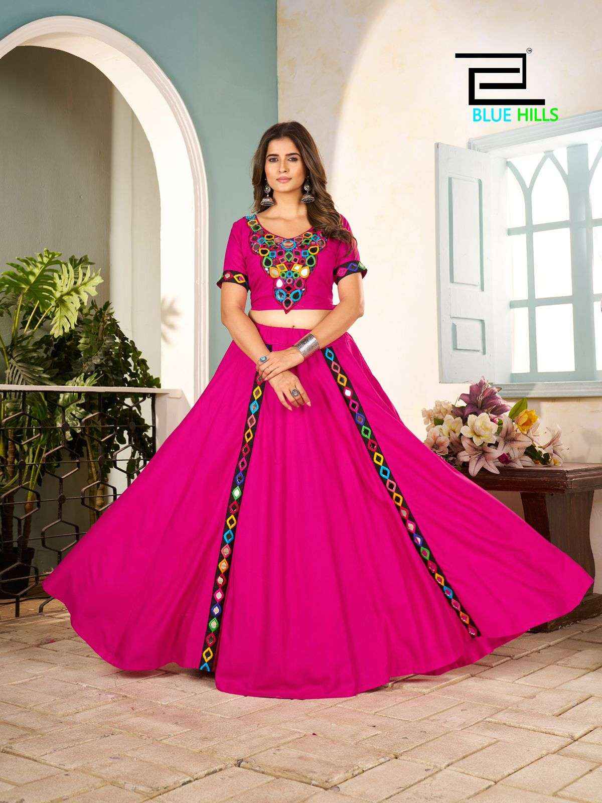 Blue Hills Mohini Rayon Mirror Work Navratri Lehenga Choli 4 pcs Catalogue