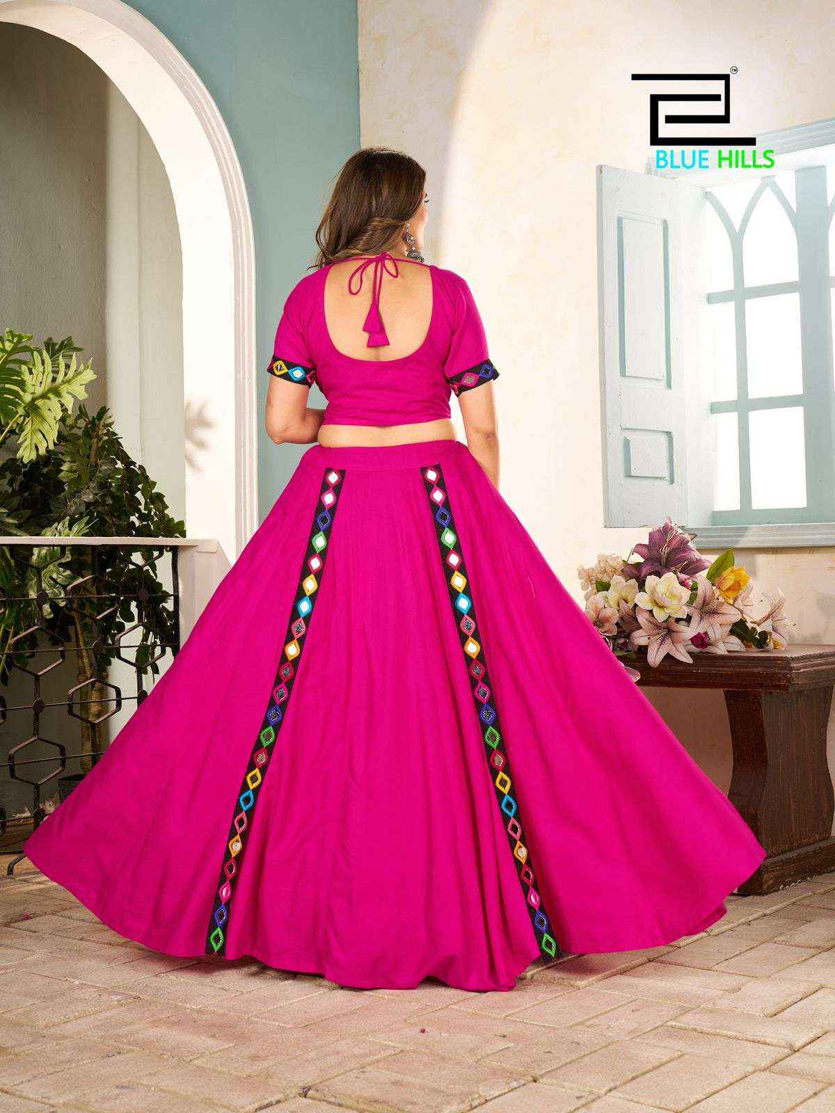 Blue Hills Mohini Rayon Mirror Work Navratri Lehenga Choli 4 pcs Catalogue