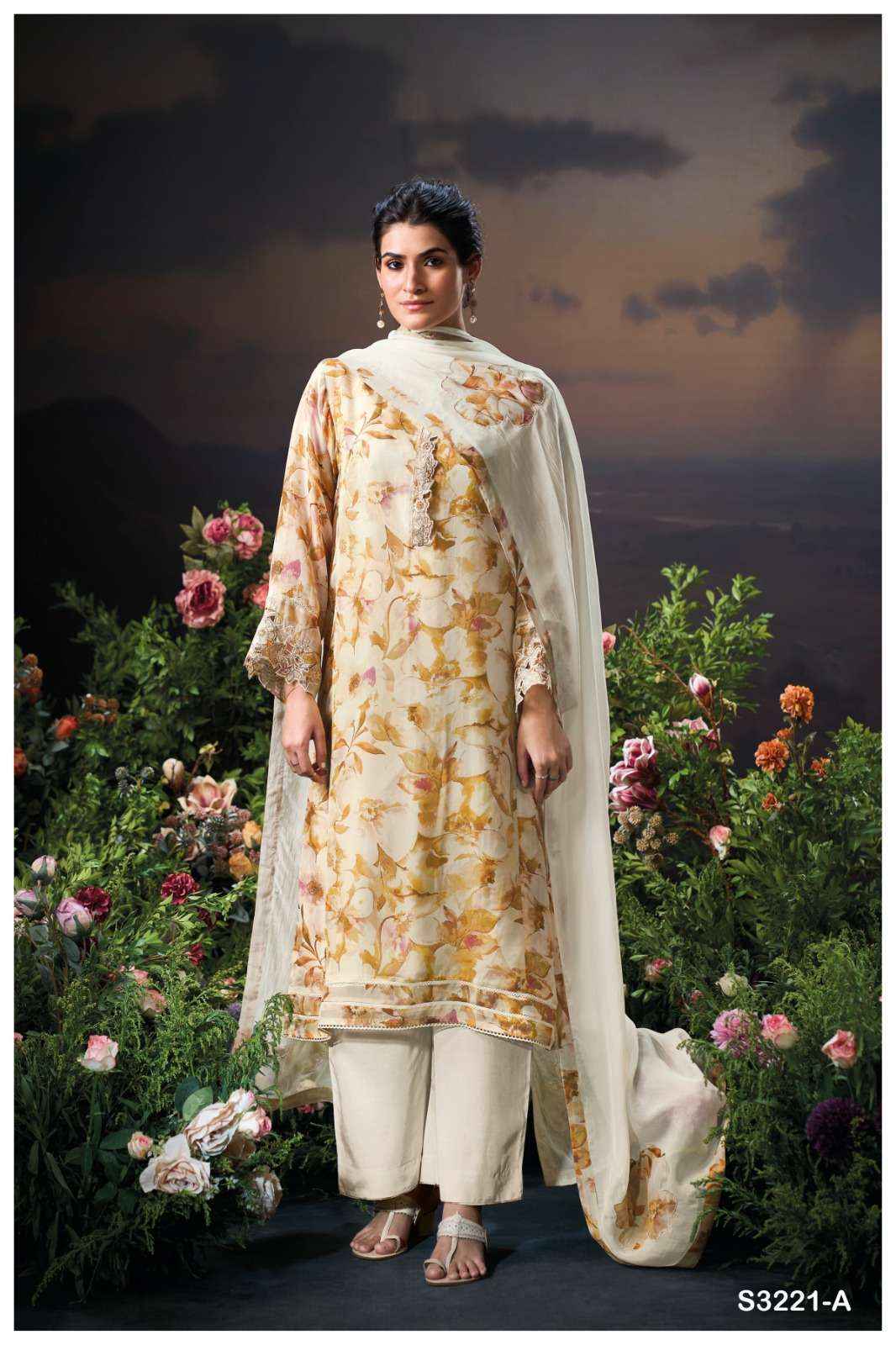 Ganga Saiya 3221 Organza Dress Material 2 pcs Catalogue
