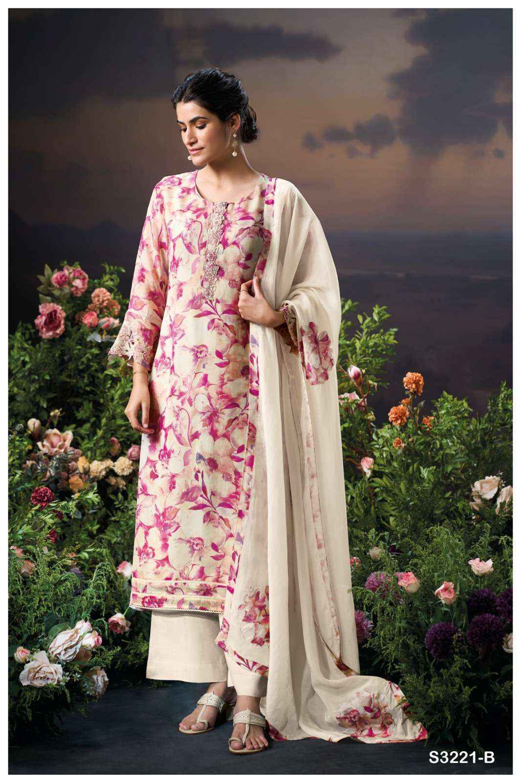 Ganga Saiya 3221 Organza Dress Material 2 pcs Catalogue