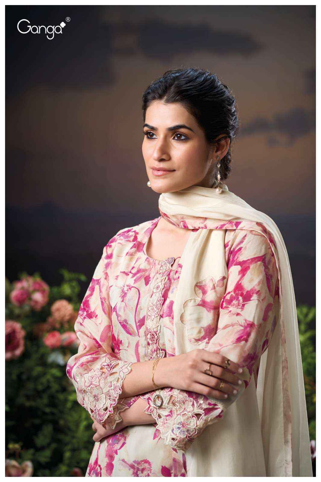 Ganga Saiya 3221 Organza Dress Material 2 pcs Catalogue