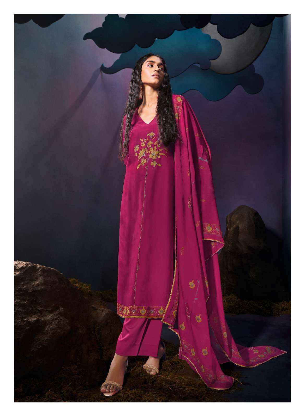 Ganga Tarang Satin Silk Dress Material 6 pcs Catalogue