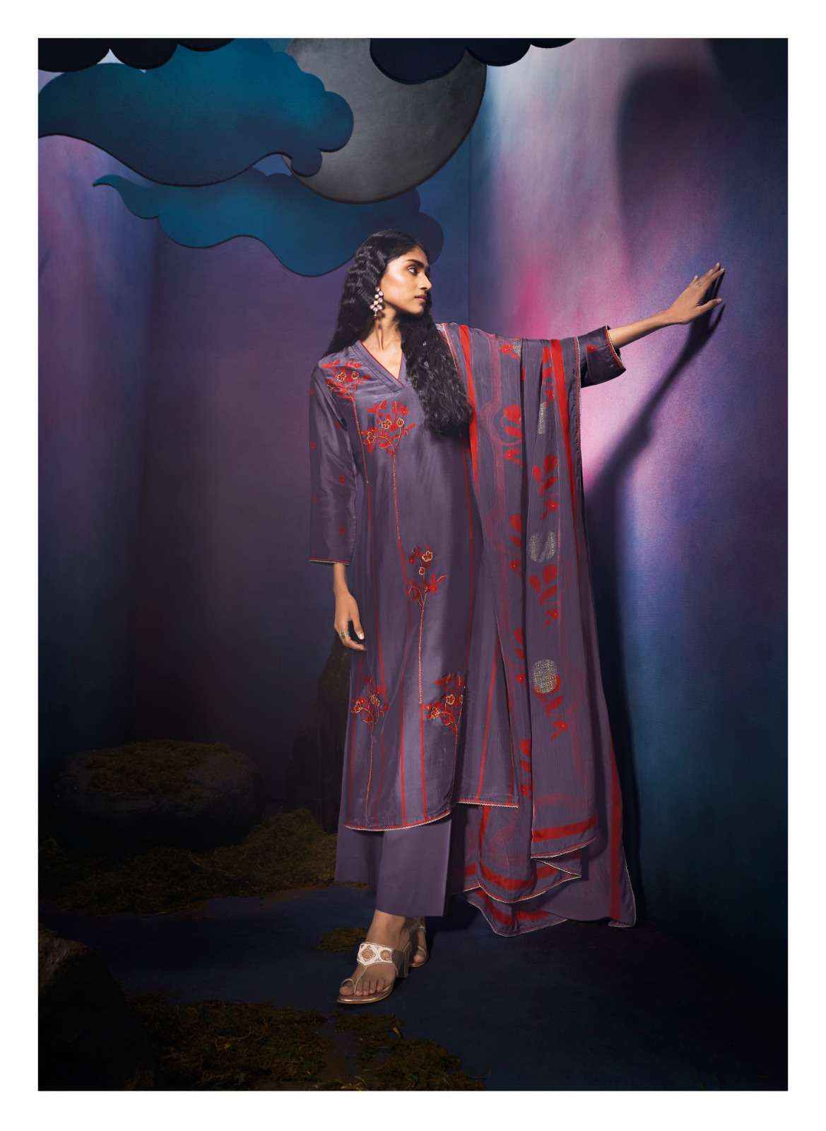 Ganga Tarang Satin Silk Dress Material 6 pcs Catalogue
