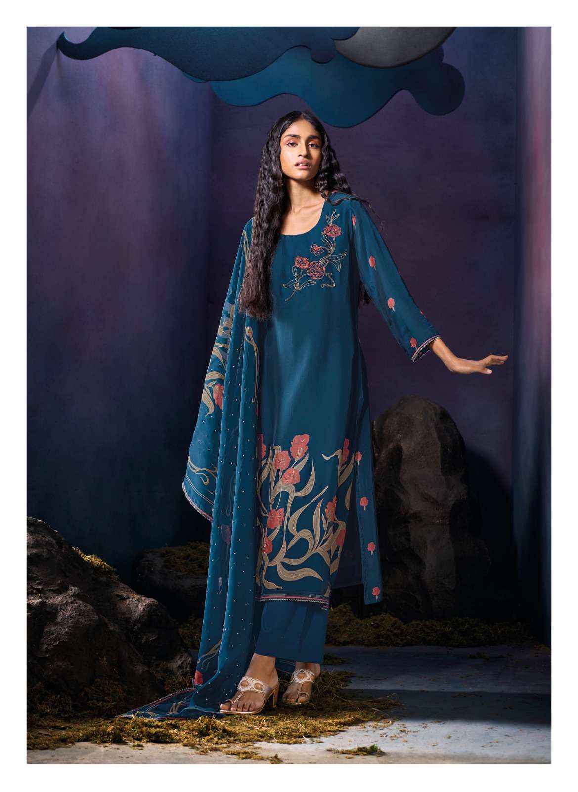 Ganga Tarang Satin Silk Dress Material 6 pcs Catalogue