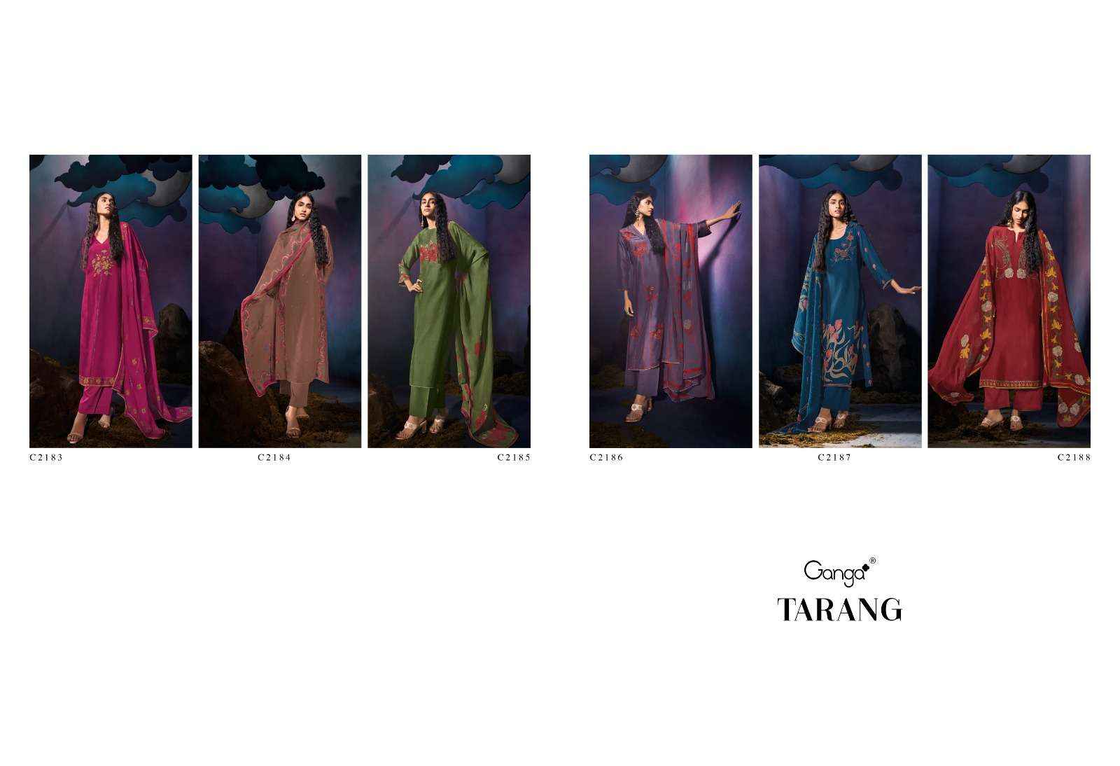 Ganga Tarang Satin Silk Dress Material 6 pcs Catalogue