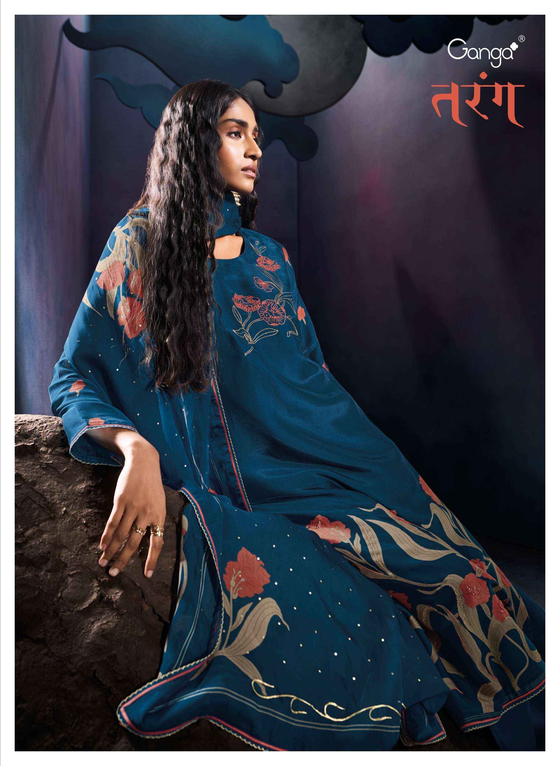 Ganga Tarang Satin Silk Dress Material 6 pcs Catalogue