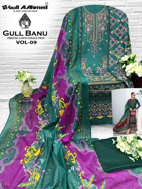 Gull Aahmed Gull Banu Vol 9 Lawn Cotton Dress Material 6 pcs Catalogue