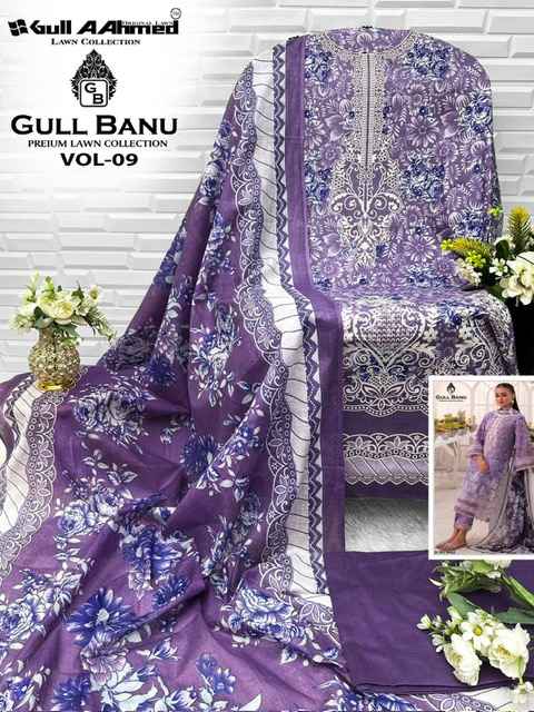 Gull Aahmed Gull Banu Vol 9 Lawn Cotton Dress Material 6 pcs Catalogue