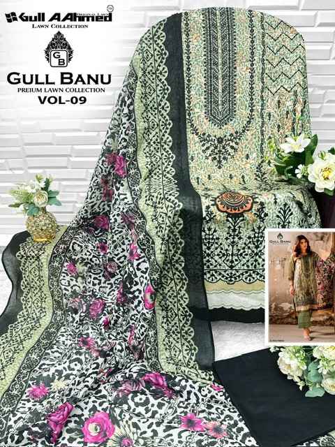Gull Aahmed Gull Banu Vol 9 Lawn Cotton Dress Material 6 pcs Catalogue