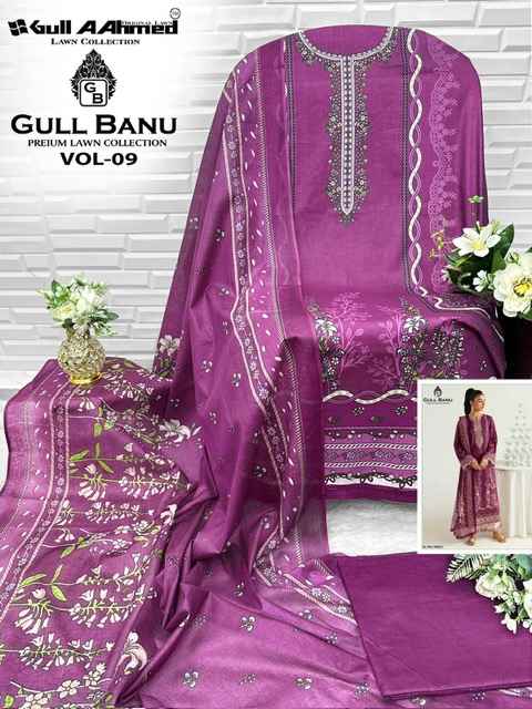 Gull Aahmed Gull Banu Vol 9 Lawn Cotton Dress Material 6 pcs Catalogue