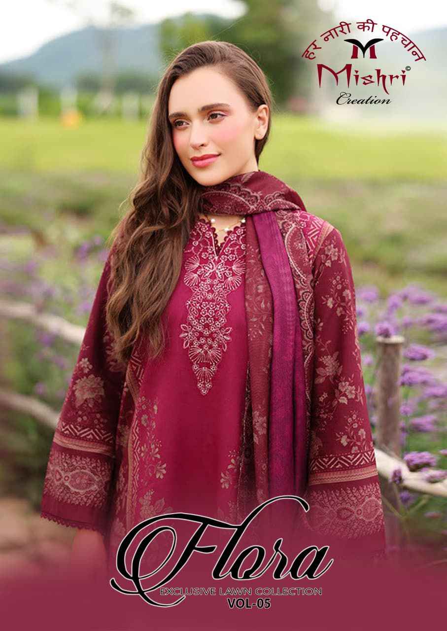 Mishri Creation Flora Vol 5 Lawn Cotton Dress Material 6 pcs Catalogue