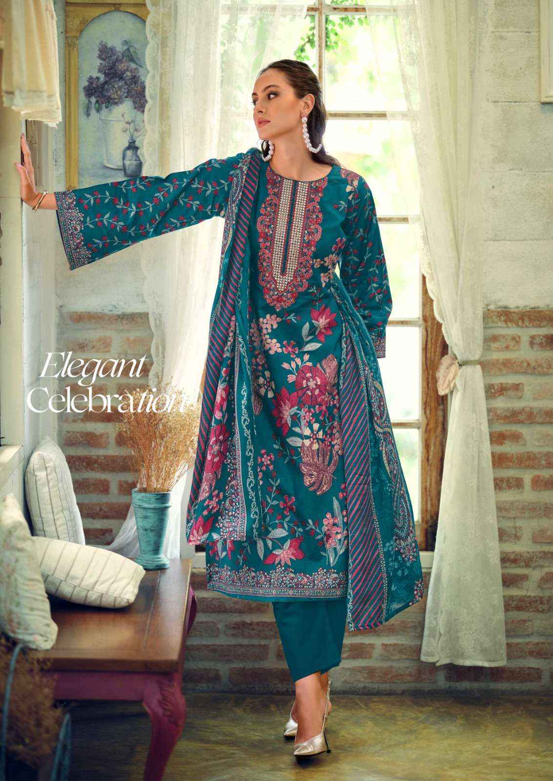 Nisanka Mughal Lawn Cotton Dress Material 6 pcs Catalogue