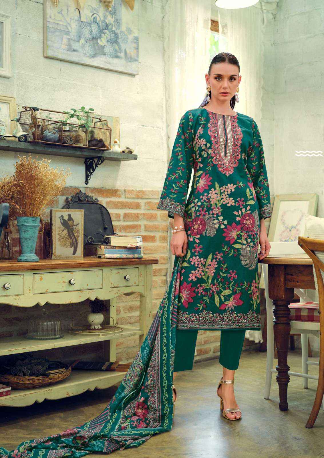 Nisanka Mughal Lawn Cotton Dress Material 6 pcs Catalogue