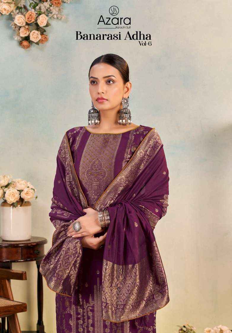 Radhika Fashion Azara Banarashi Adah Vol 6 Cotton Jacquard Dress Material 6 pcs Catalogue