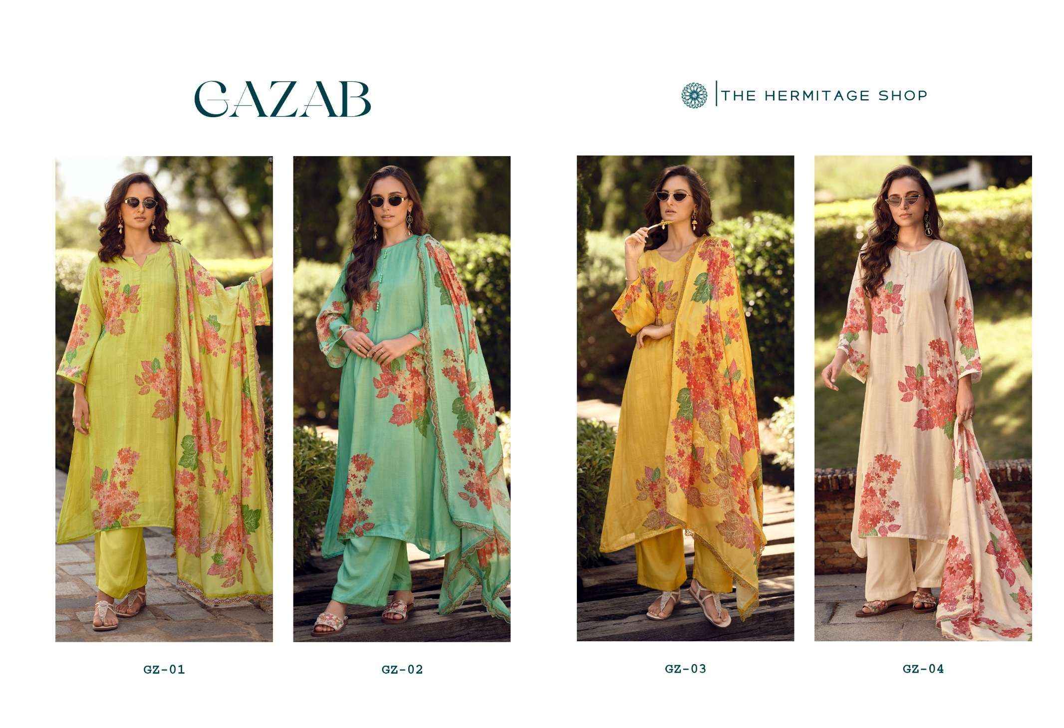 The Hermitage Shop Gazab Cotton Silk Dress Material 4 pcs Catalogue
