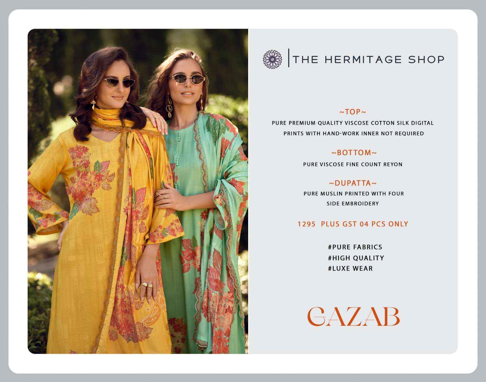 The Hermitage Shop Gazab Cotton Silk Dress Material 4 pcs Catalogue