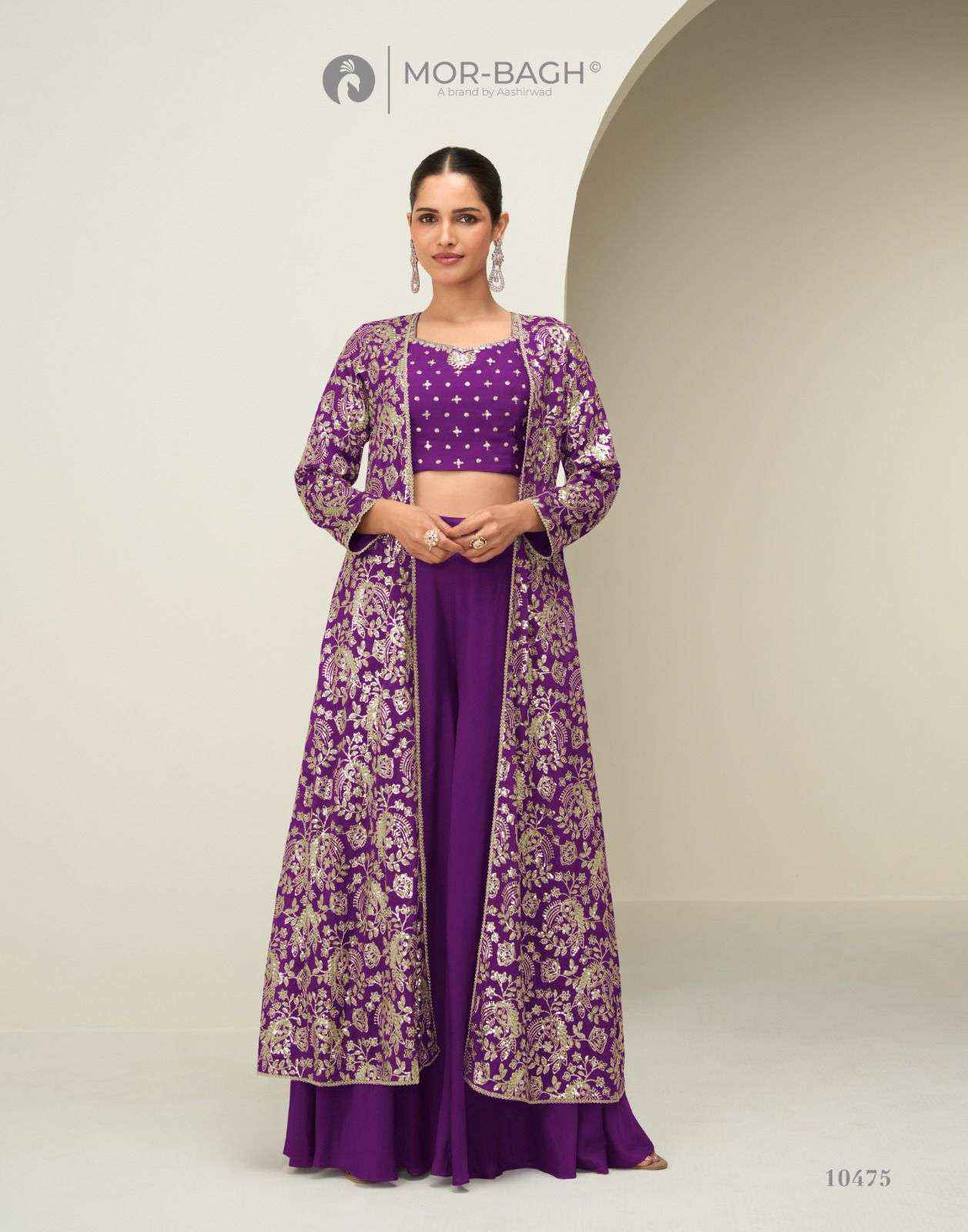 Aashirwad Creation Mor Bagh Gunjan Readymade Chinon Silk Dress 4 pcs Catalogue