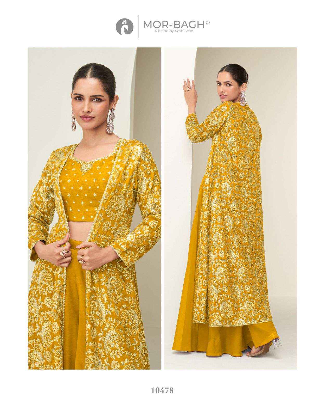 Aashirwad Creation Mor Bagh Gunjan Readymade Chinon Silk Dress 4 pcs Catalogue