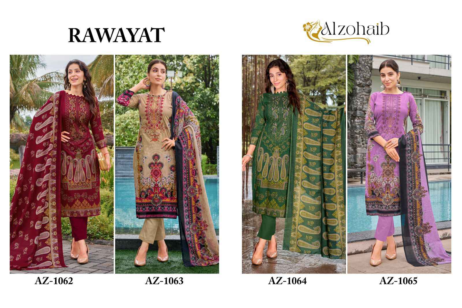 Al Zohaib Rawayat Cotton Dress Material 4 pcs Catalogue