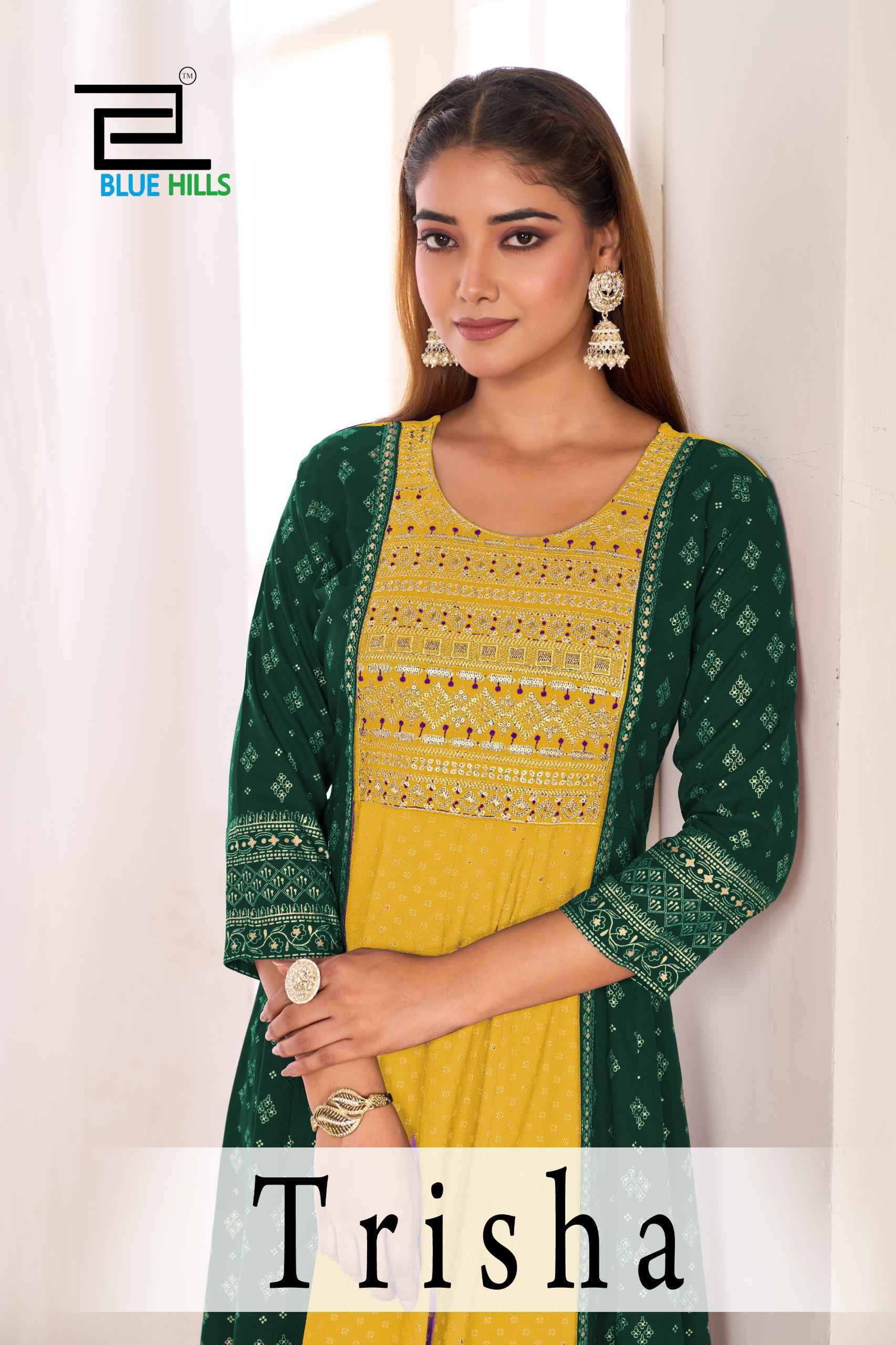 Blue Hills Trisha Anarkali Rayon Gown 4 pcs Catalogue