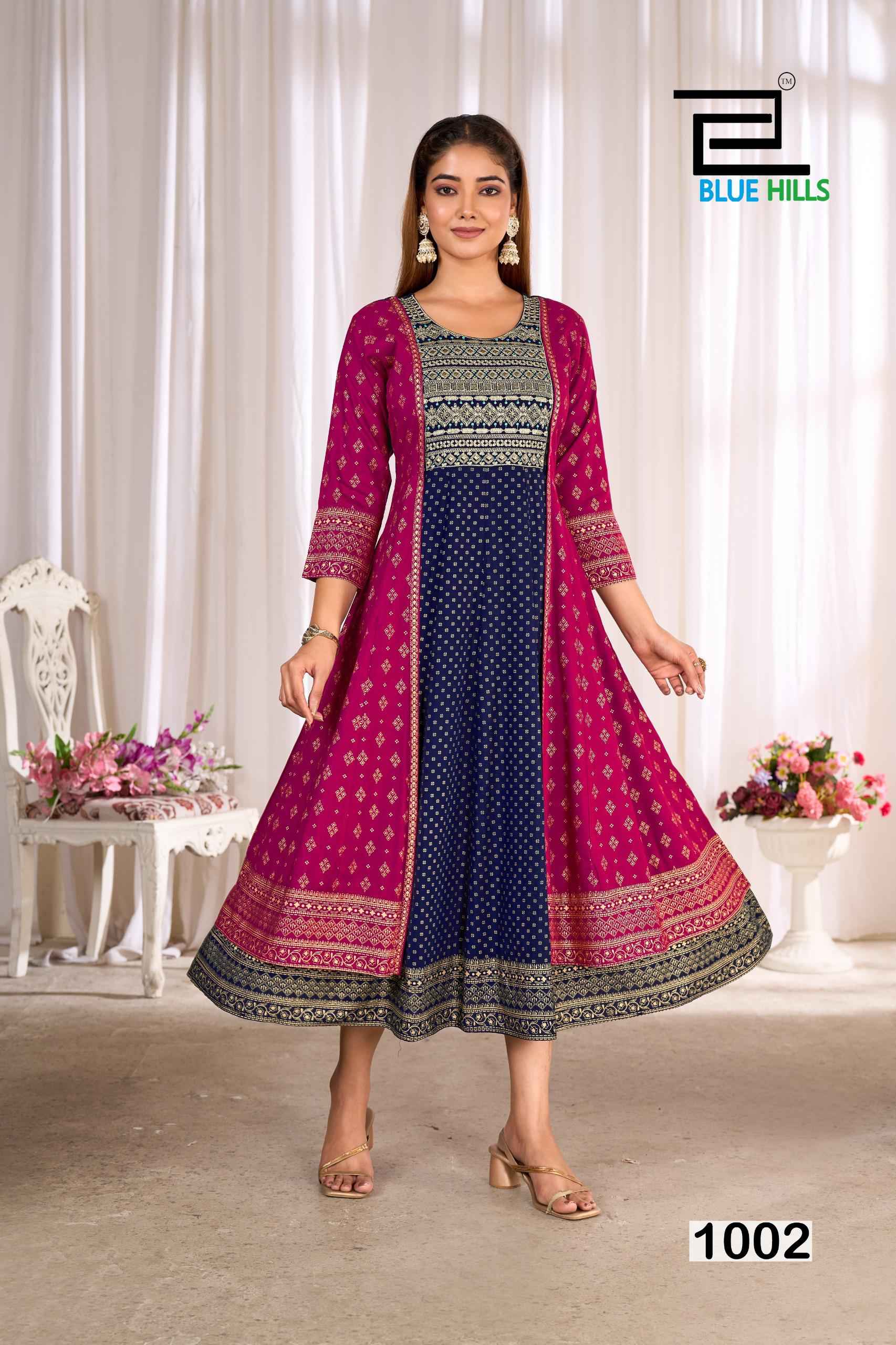 Blue Hills Trisha Anarkali Rayon Gown 4 pcs Catalogue