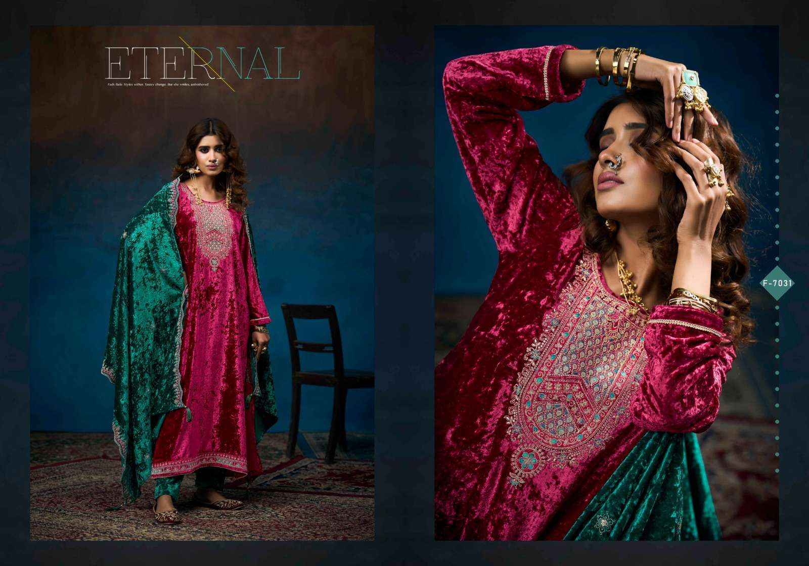 Fourdots Starblast Viscose Velvet Dress Material 4 pcs Catalogue