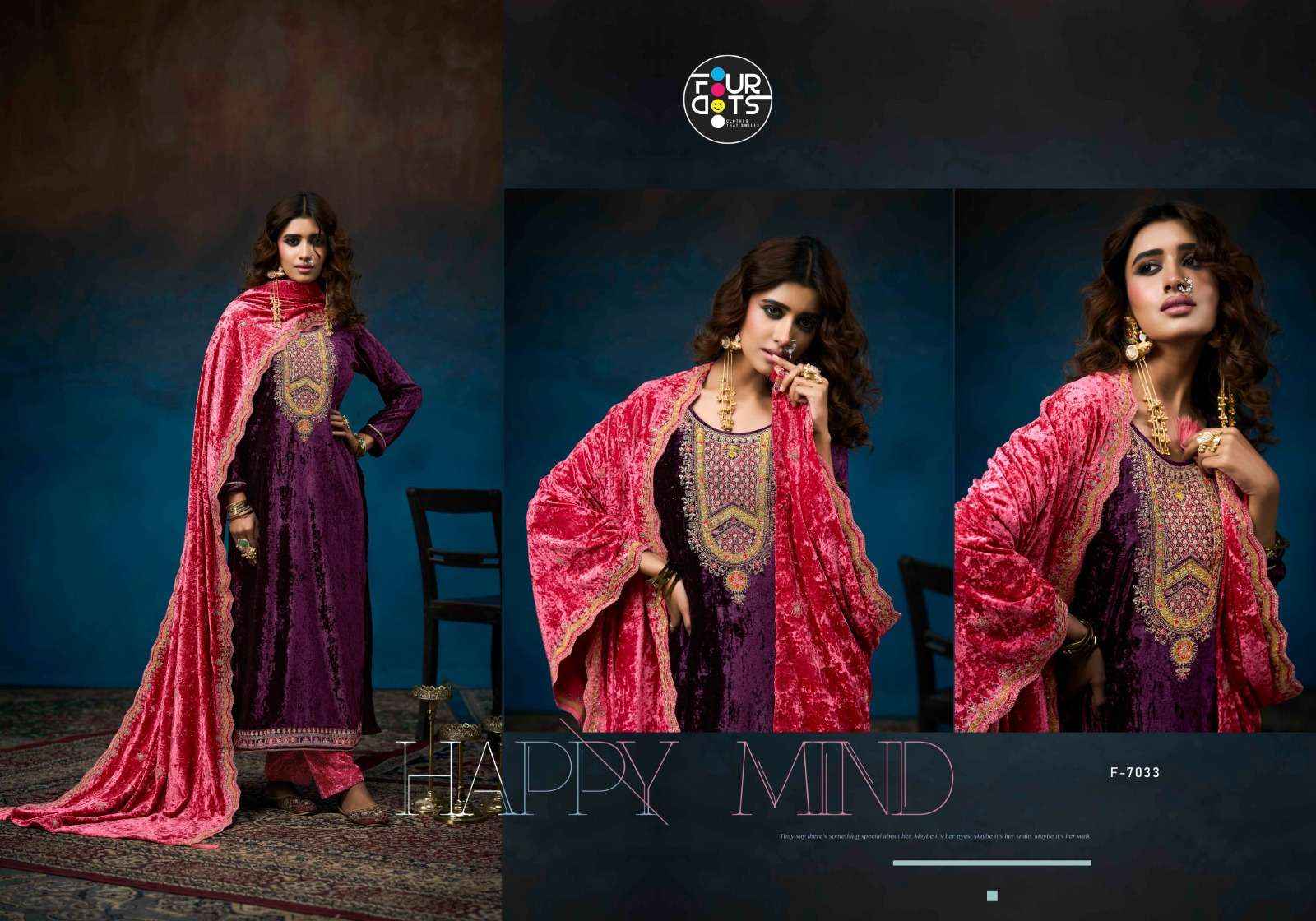 Fourdots Starblast Viscose Velvet Dress Material 4 pcs Catalogue