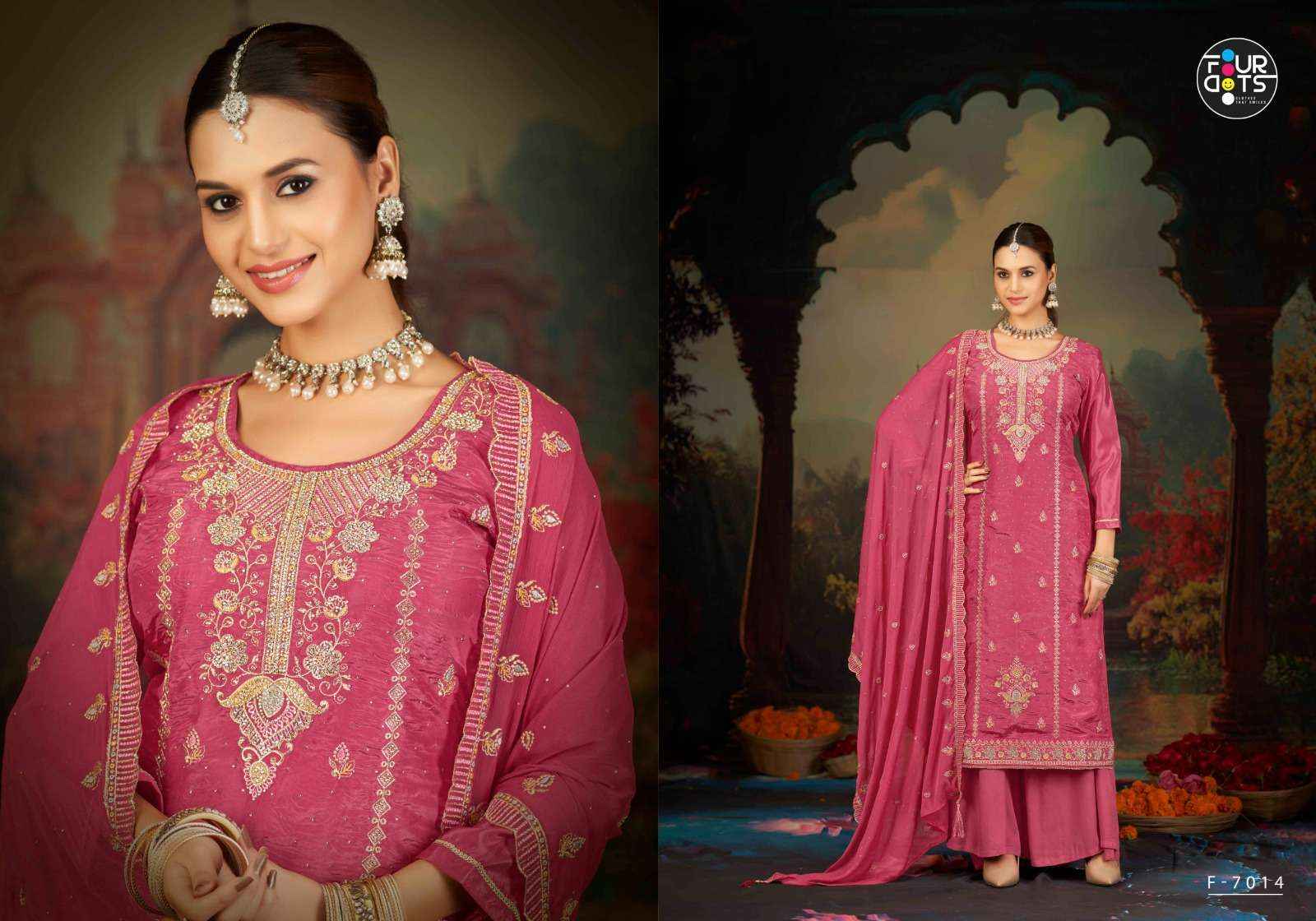 Fourdots Yamuna Organza Dress Material 4 pcs Catalogue