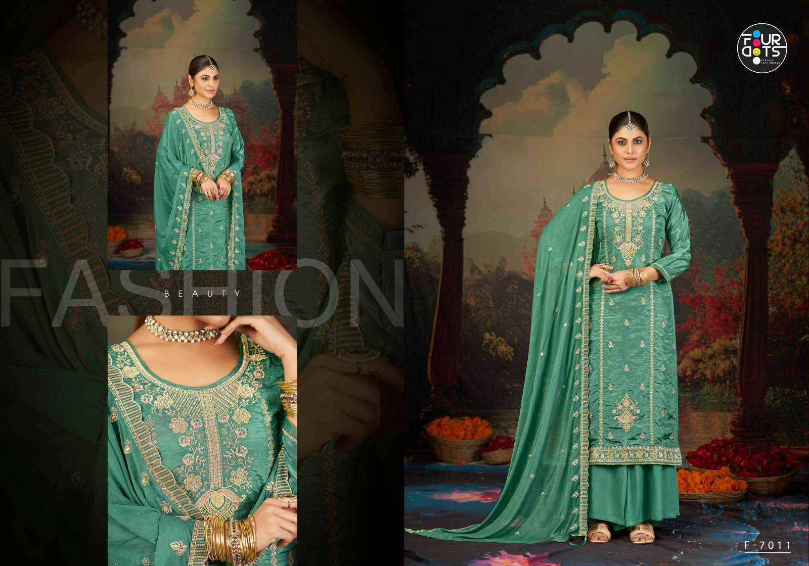 Fourdots Yamuna Organza Dress Material 4 pcs Catalogue