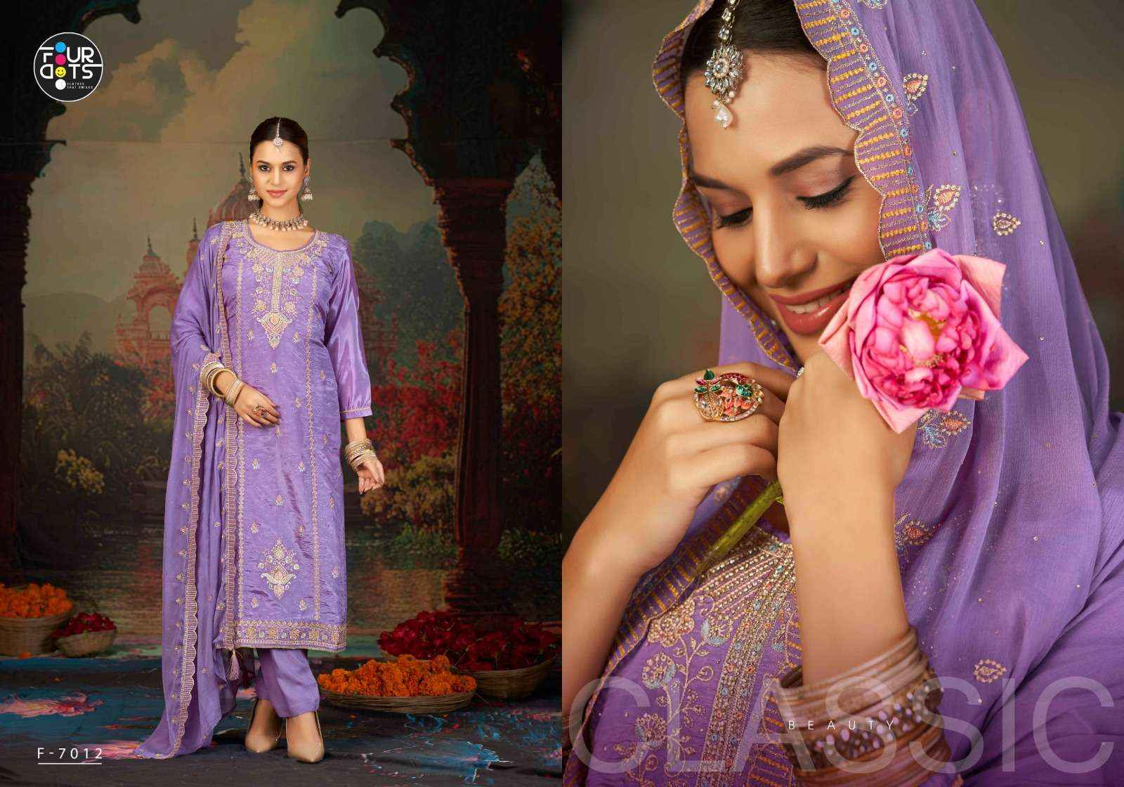 Fourdots Yamuna Organza Dress Material 4 pcs Catalogue