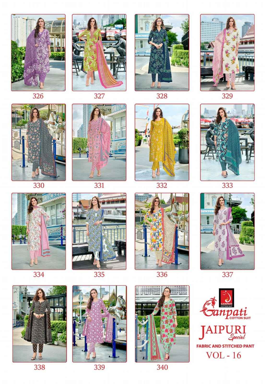 Ganpati Jaipuri Special Vol 16 Cotton Dress Material 15 pcs Catalogue
