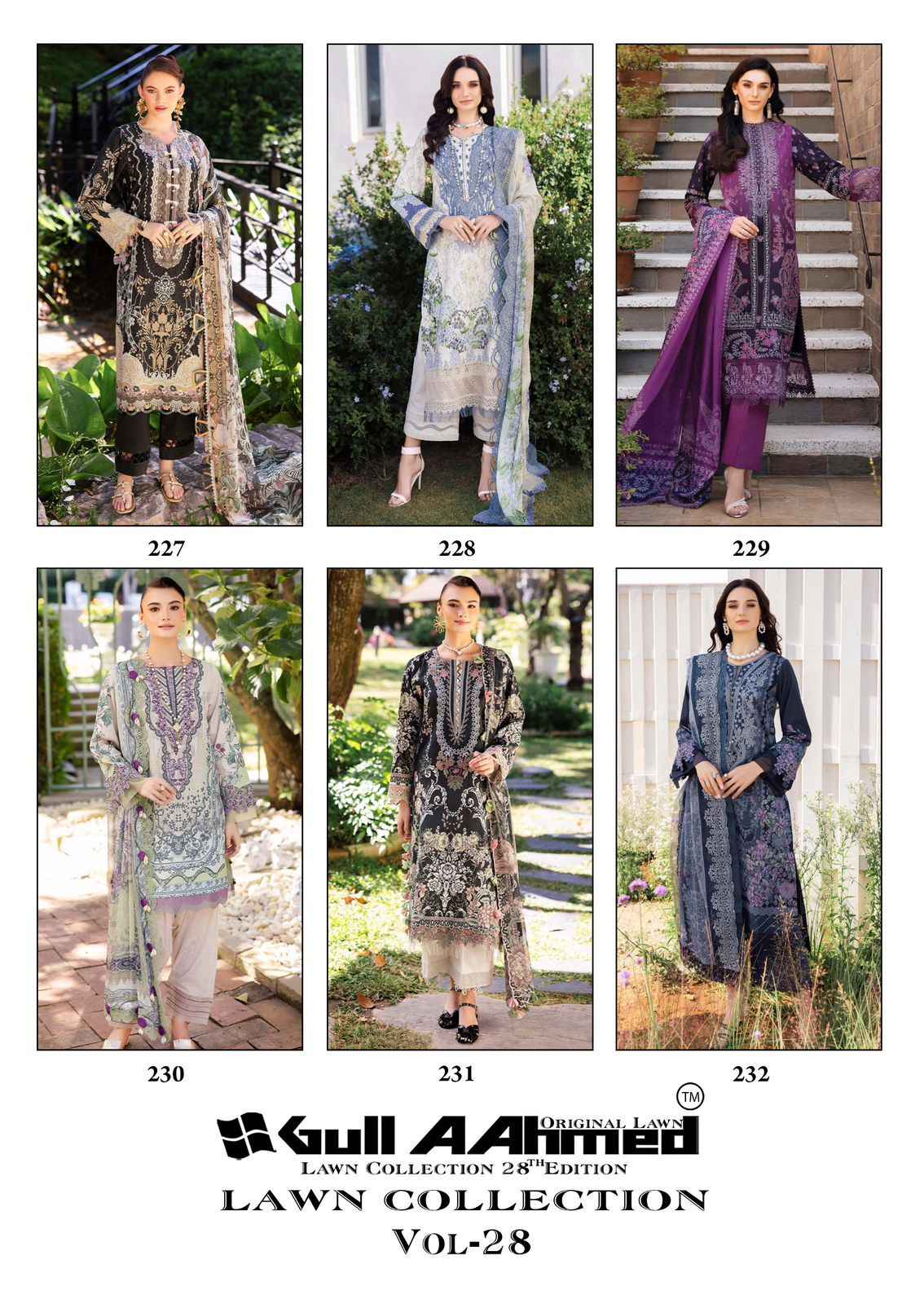 Gull Ahmed Lawn Collection Vol 28 Lawn Cotton Dress Material 6 Pc Catalouge