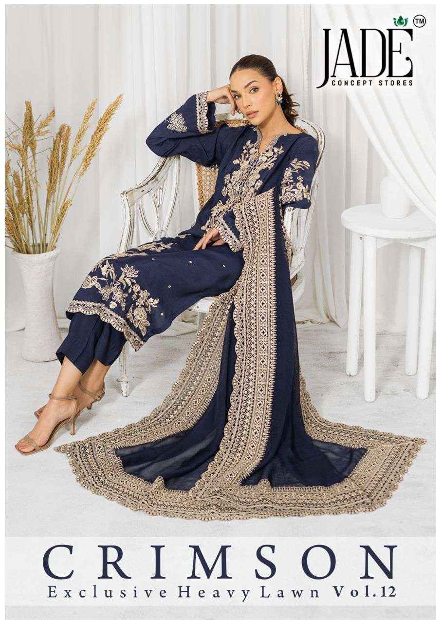 Jade Crimson Vol 12 Readymade Lawn Cotton Dress 6 pc Cataloge