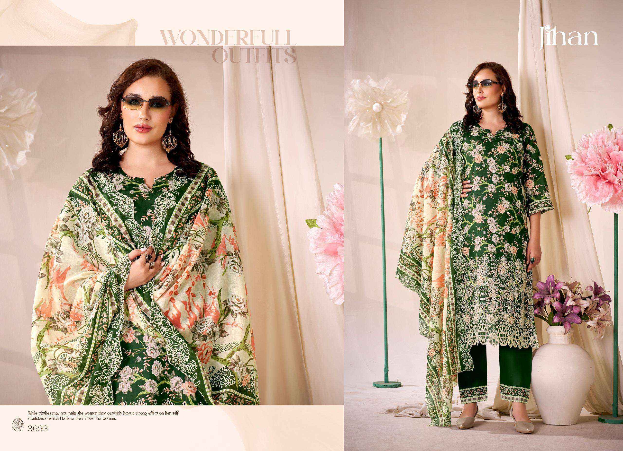 Jihan Fiza Cotton Dress Material 4 pcs Catalogue