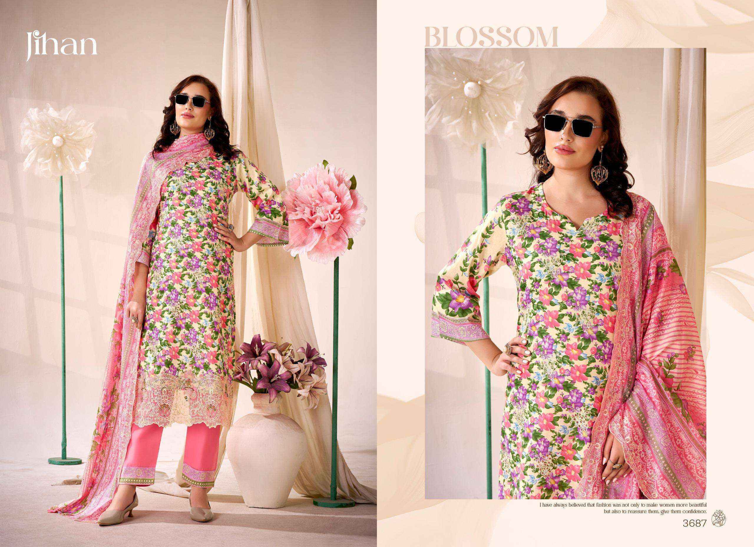 Jihan Fiza Cotton Dress Material 4 pcs Catalogue