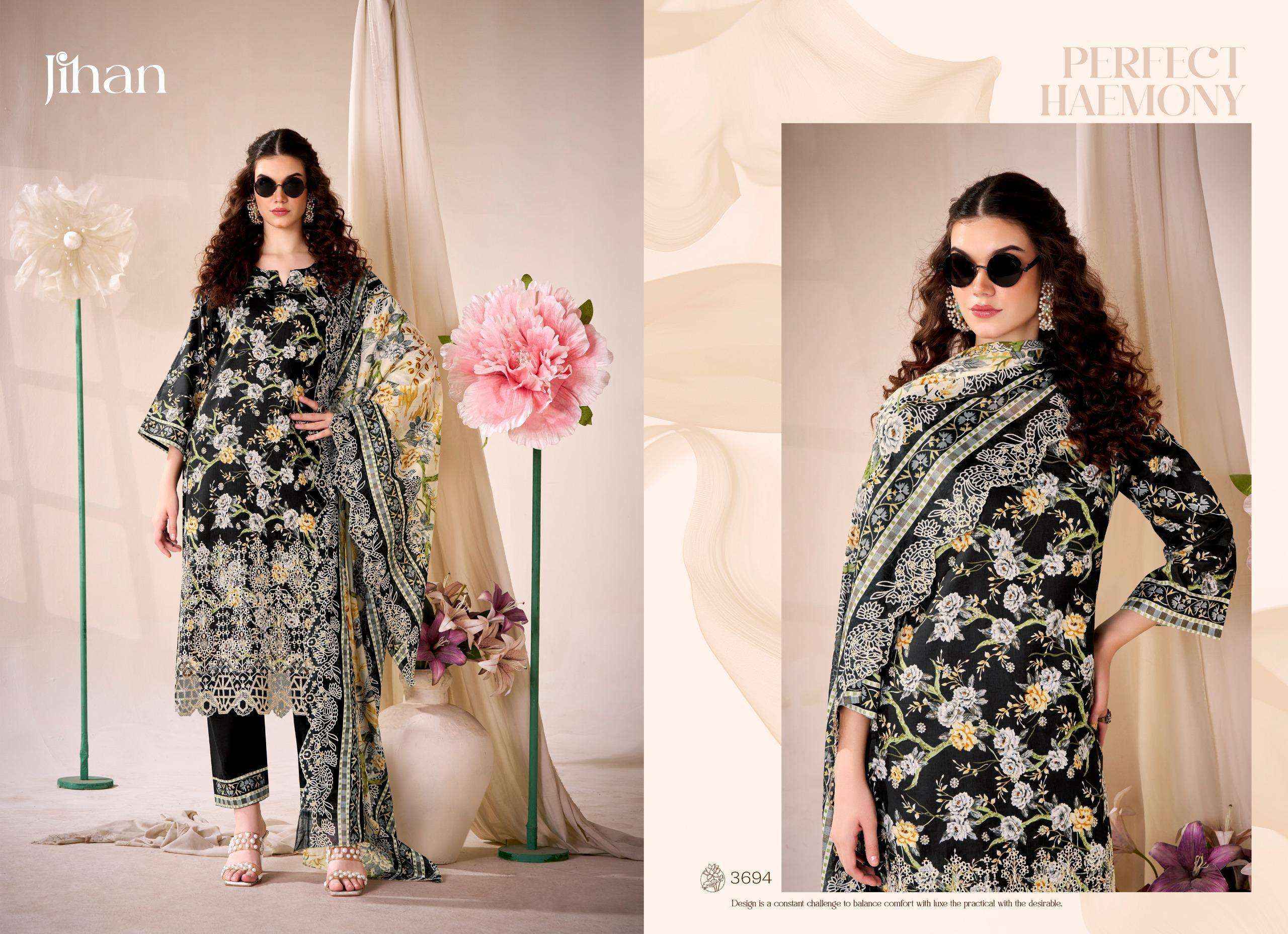 Jihan Fiza Cotton Dress Material 4 pcs Catalogue