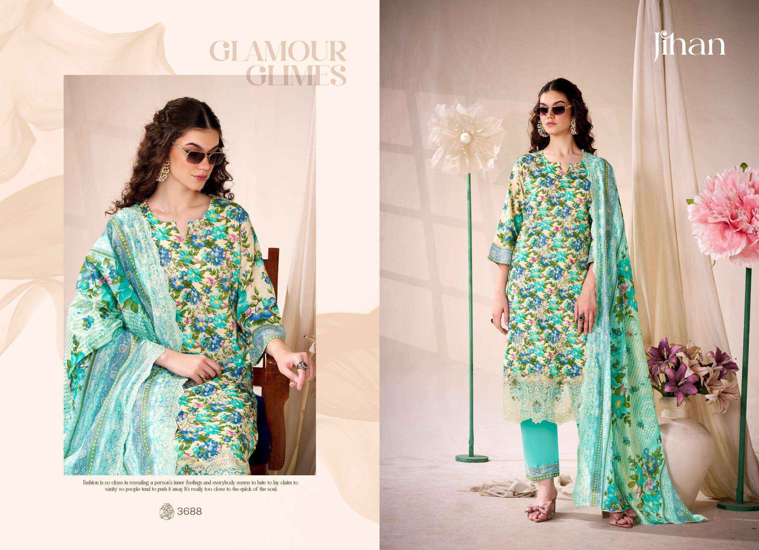 Jihan Fiza Cotton Dress Material 4 pcs Catalogue