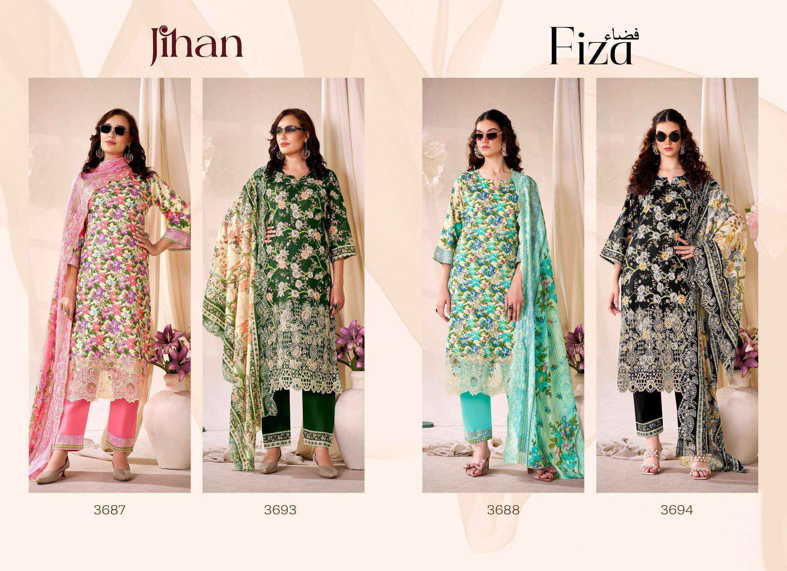 Jihan Fiza Cotton Dress Material 4 pcs Catalogue