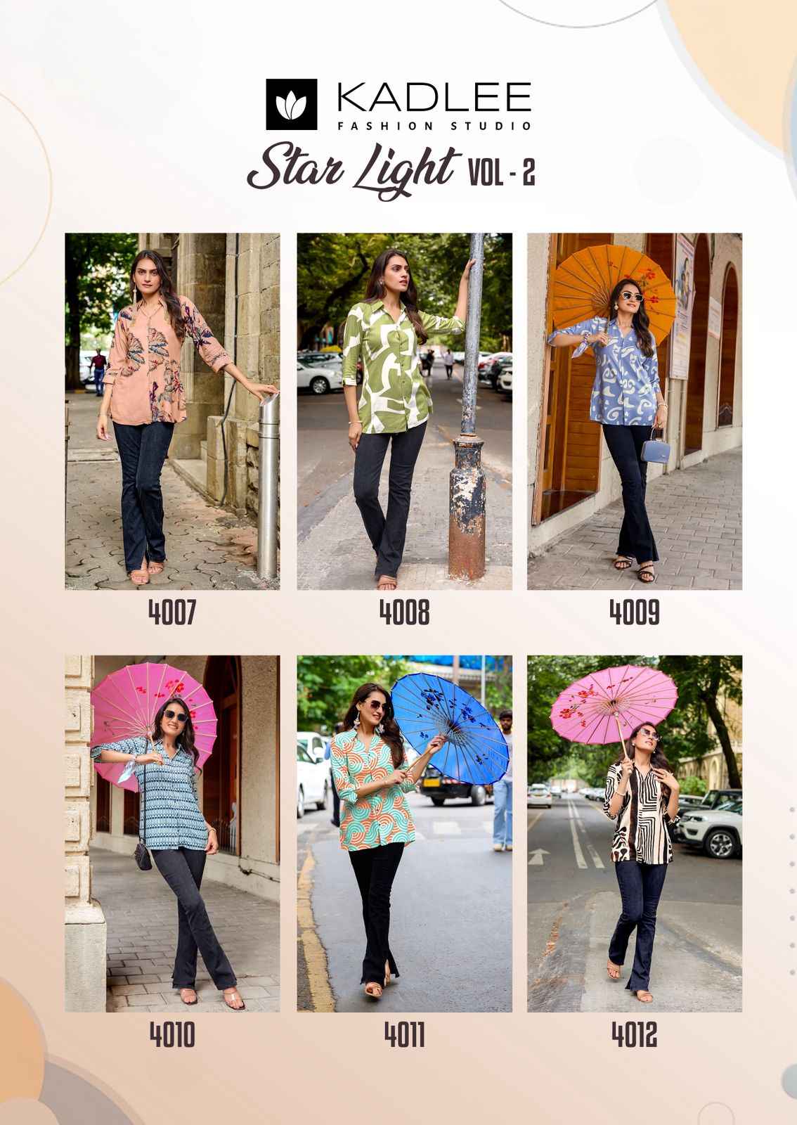 Kadlee Star Light Vol 2 Short Rayon Kurti 6 pcs Catalogue