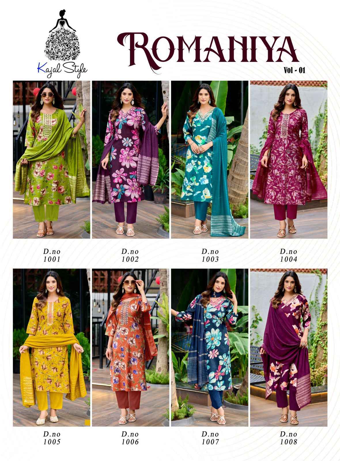 Kajal Style Romaniya Vol 1 Vertican Kurti Combo 8 pcs Catalogue