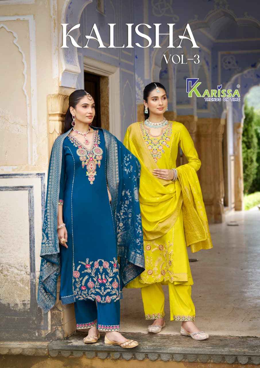Karissa Kalisha Vol 3 Viscouse Roman Silk Kurti Combo 4 pcs Catalogue