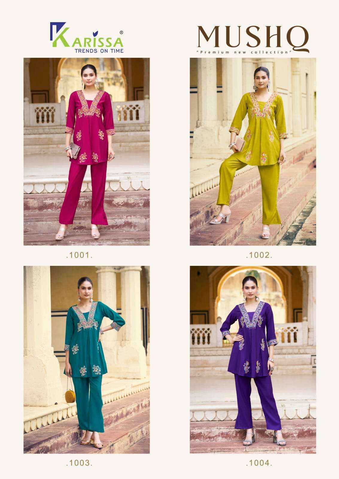 Karissa Mushq Viscouse Co Ord Set 4 pcs Catalogue