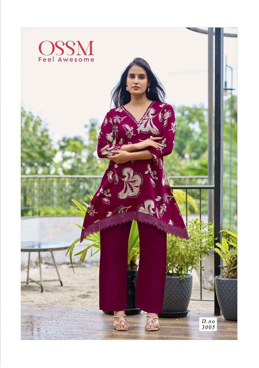 Ossm Lifestyle Vol 3 Silk Co ord Set 6 pcs Catalogue