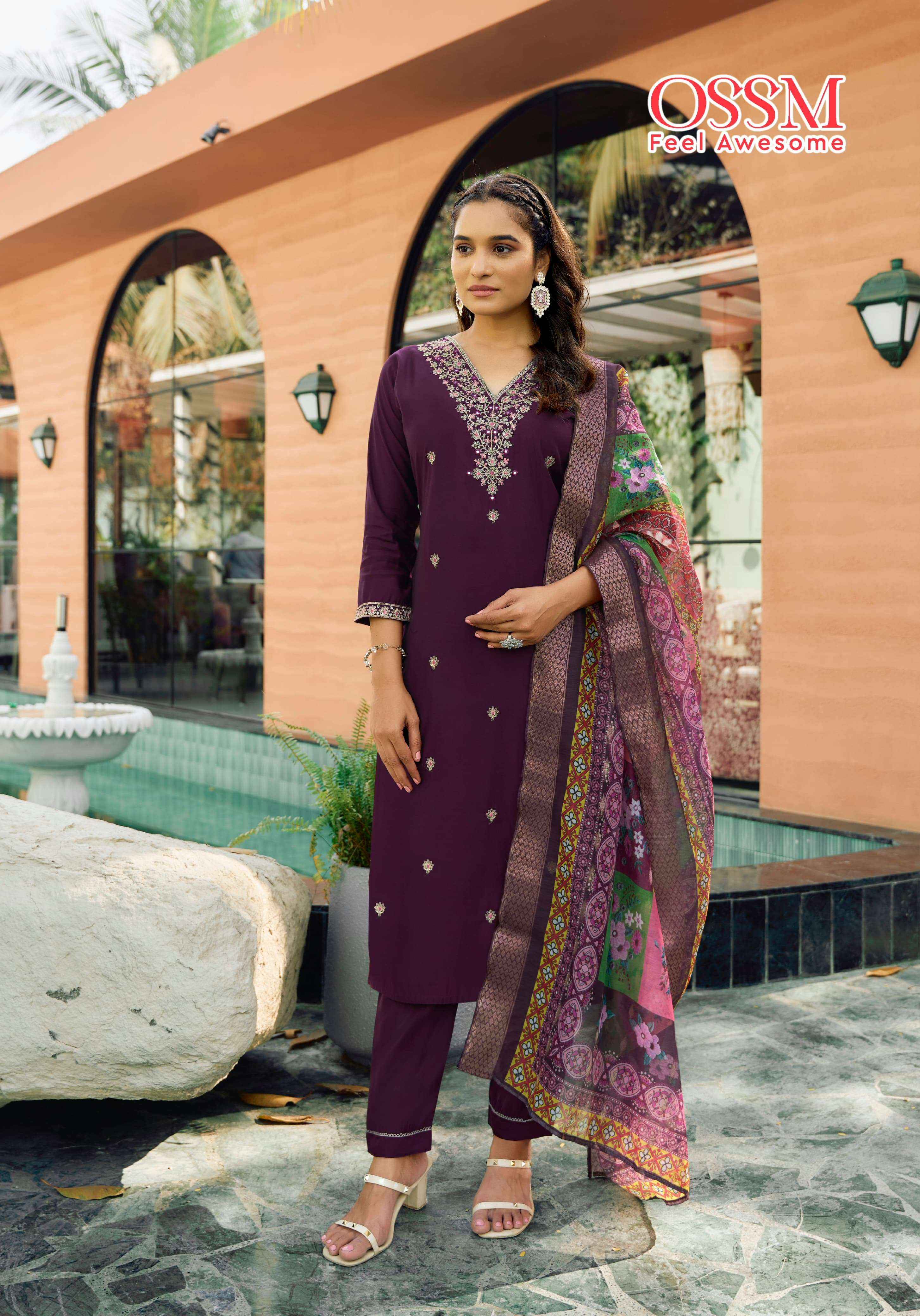 Ossm Rangat Roman Silk Kurti Combo 6 pcs Catalogue